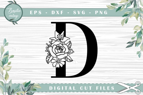 Floral Letter D Cutting Files for Creative Projects