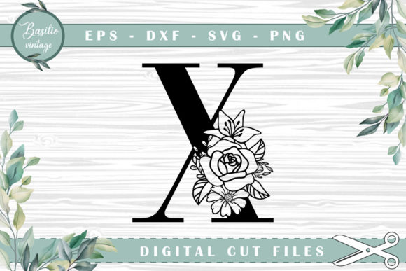 Floral Letter X for Creative Cutting Projects