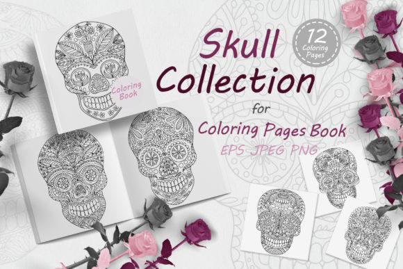 Skulls with Folk Style Floral Ornaments: A Versatile Design Asset for Creative Projects